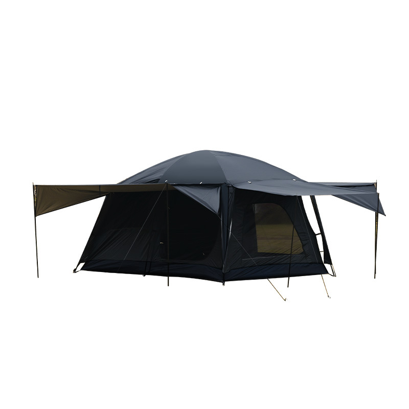 Carpa de camping plegable portátil para exteriores, tipo media montaña, con dos habitaciones y tres salas de estar, carpa grande para exteriores