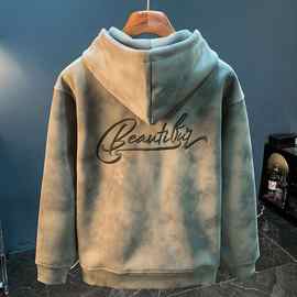 美式重磅卫衣男秋冬新款做旧色长袖外套休闲连帽印花宽松套头上衣