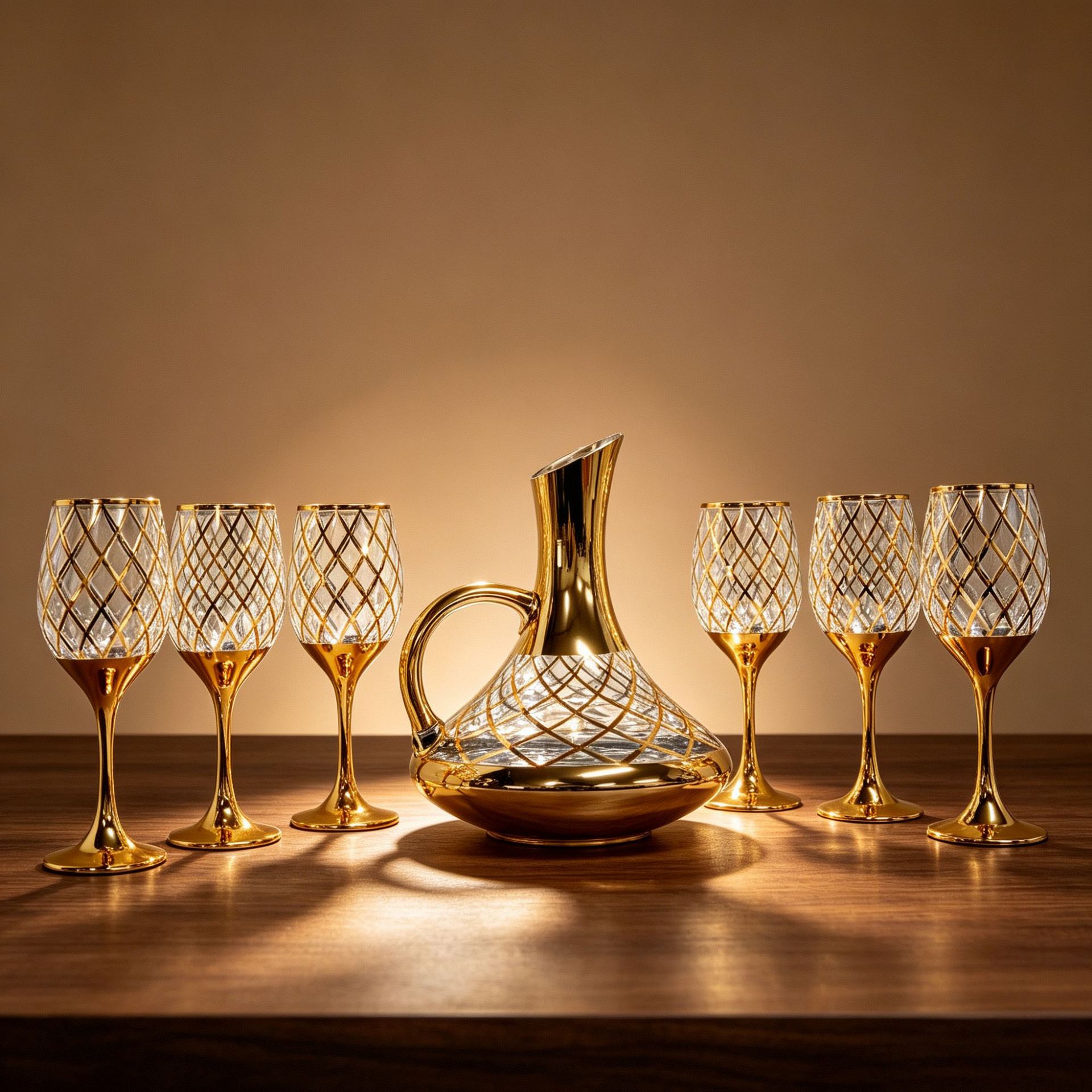 Vintage Carved Red Wine Decanter Glass Decanter Bottle Goblet Champagne Glass Set High Borosilicate Glassware Light Luxury Style