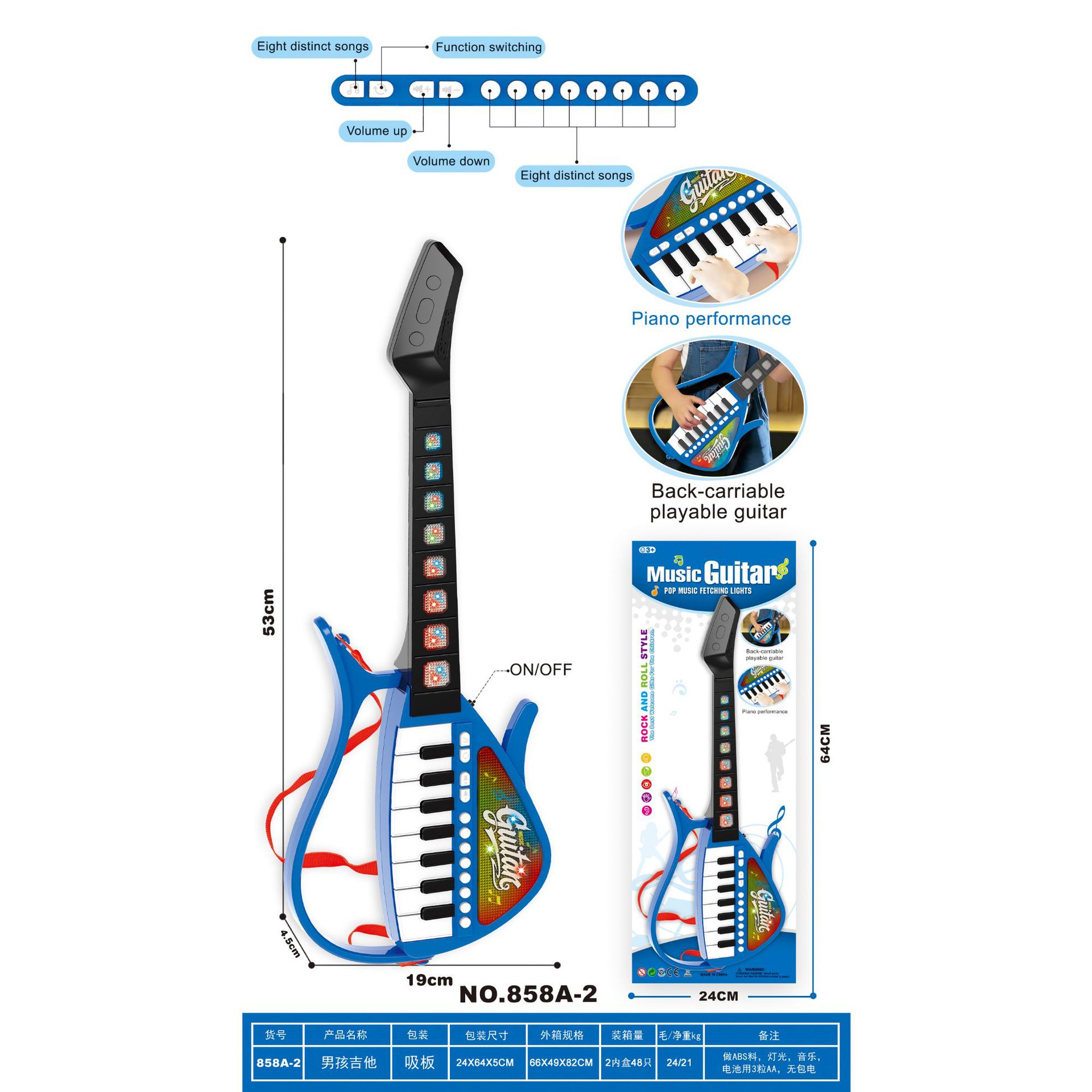 Juguetes de guitarra transfronterizos para niños luces y música, violín eléctrico, ukulele, juguetes, instrumentos musicales