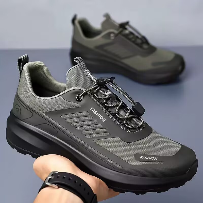 Zapatos de hombre al aire libre 2025 nuevos zapatos deportivos de botón giratorio de suela gruesa de primavera y verano