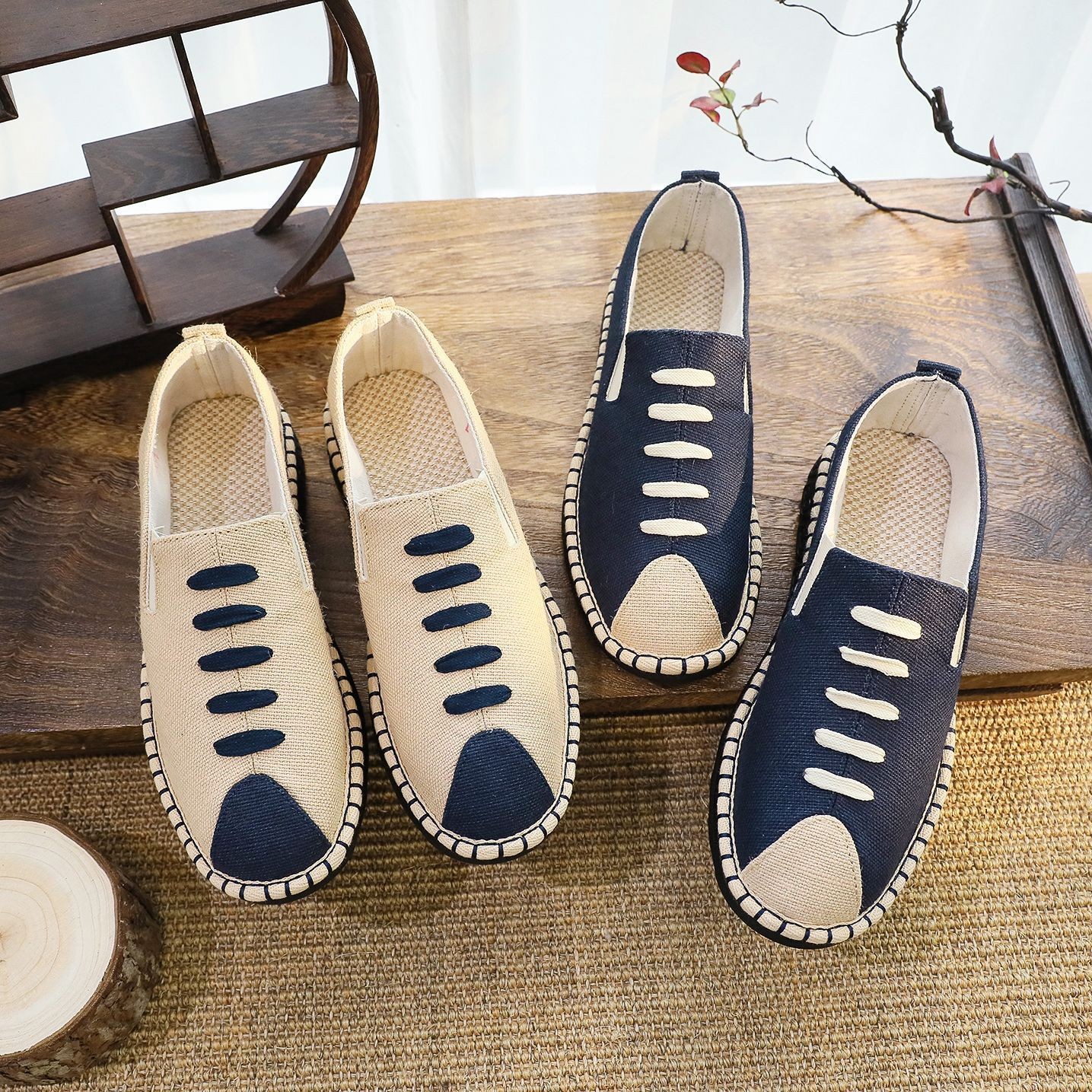 Cotton and Linen Handmade Cloth Shoes, Chinese Thousand-Layer Soles, Beijing Breathable Casual Pedal Retro Soft-Soled Lazy Men's Shoes