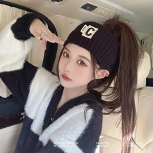 毛线针织字母发带女秋冬日常宽边舒适头套百搭超宽头巾气质发饰品