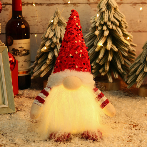 Love in Hong Kong Christmas decoration Christmas sequins with lights Rudolph doll Christmas luminous faceless doll ornaments