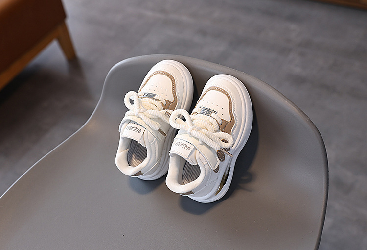 Barnens vita portvinsiga vår- och höstskor, ofta oledade, klockor, anti-läpp-löpskor i läder för pojkar och pojkar._voghion.com