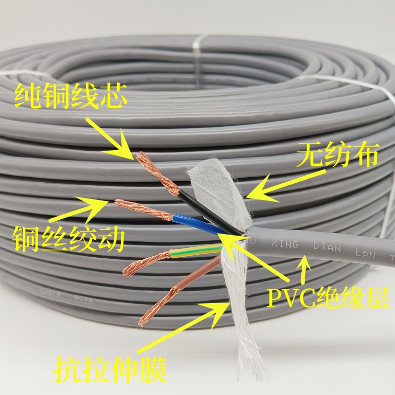TRVV High-flex Tractor Cable 2/3/4/5 Core 0.3-4 Square Multicore Bend-resistant Oil-resistant Tank Chain Line Robotic Arm