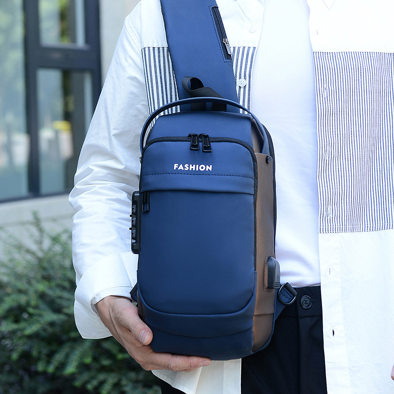 Nuevo bolso de pecho moda moda multifuncional mochila de pecho deportivo puerto de carga USB alta sensación de hombre mochila
