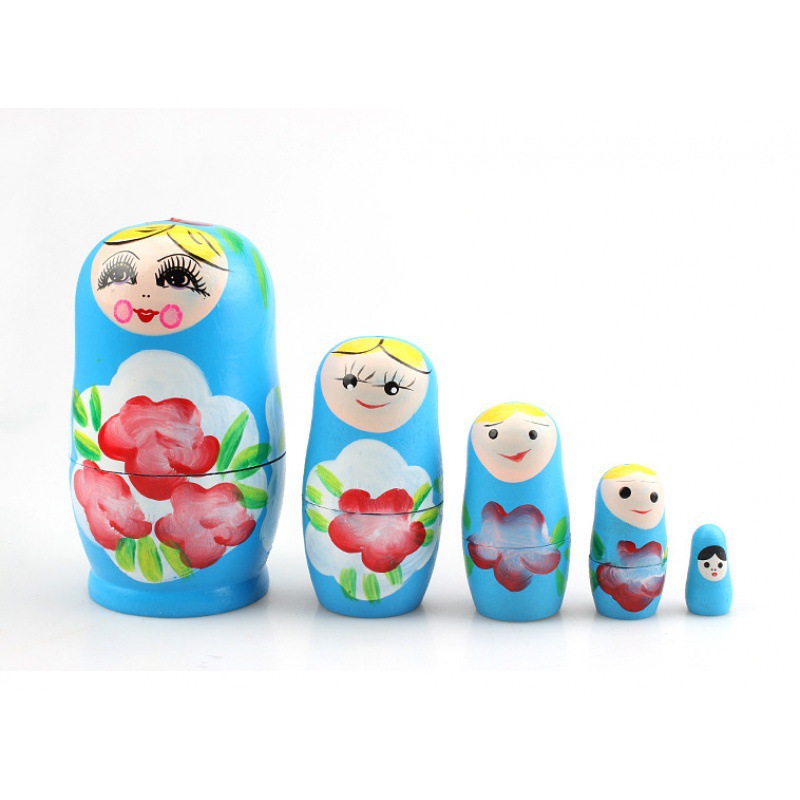 파란색 마트료시카 세트, 5개 세트 - 프리 사이즈