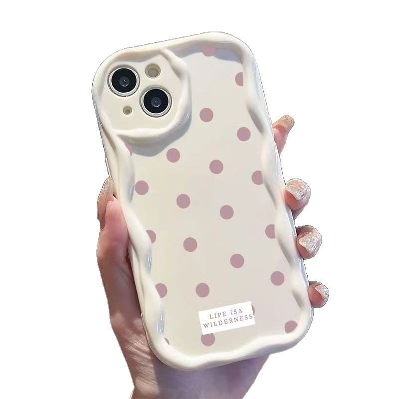 Punto de onda rosa para iphone16promax funda para teléfono móvil nuevo Apple 15 anti-caída 14pro Japón y Corea 13/12