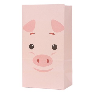 In stock cartoon food bag Farm series portable paper bag with stickers Kraft Paper Bag Party party party gift