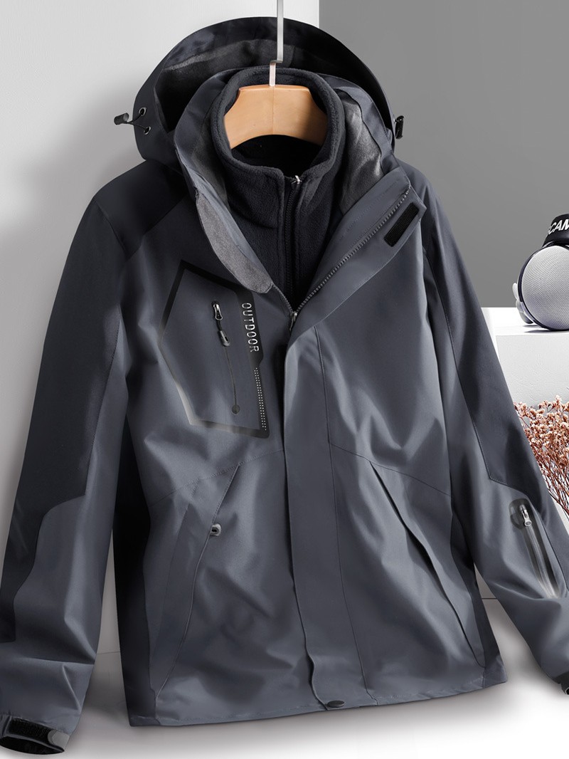 autumn and winter men‘s and women‘s same three-in-one detachable waterproof two-piece set autumn fleece-lined thickened windproof waterproof jacket