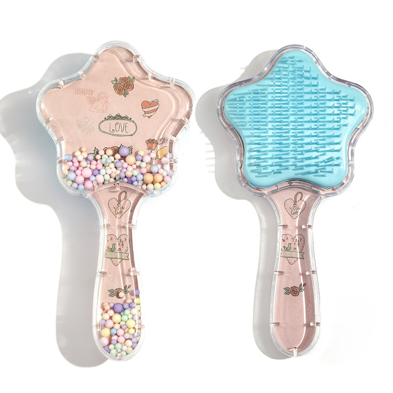 Cojín de aire peine estrella de cinco puntas lindo peine portátil transparente de dibujos animados de los niños anti-anudado mágico pelo liso pelo cojín de aire peine