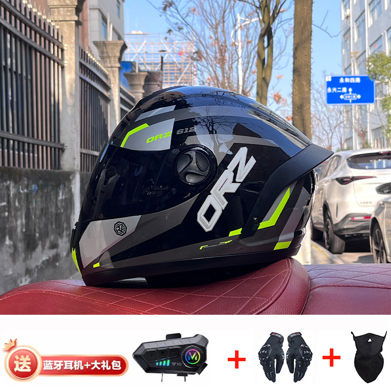 Bluetooth cross-border casco de motocicleta casco completo hombres y mujeres invierno cálido seguridad Four Seasons Knight coche eléctrico casco completo