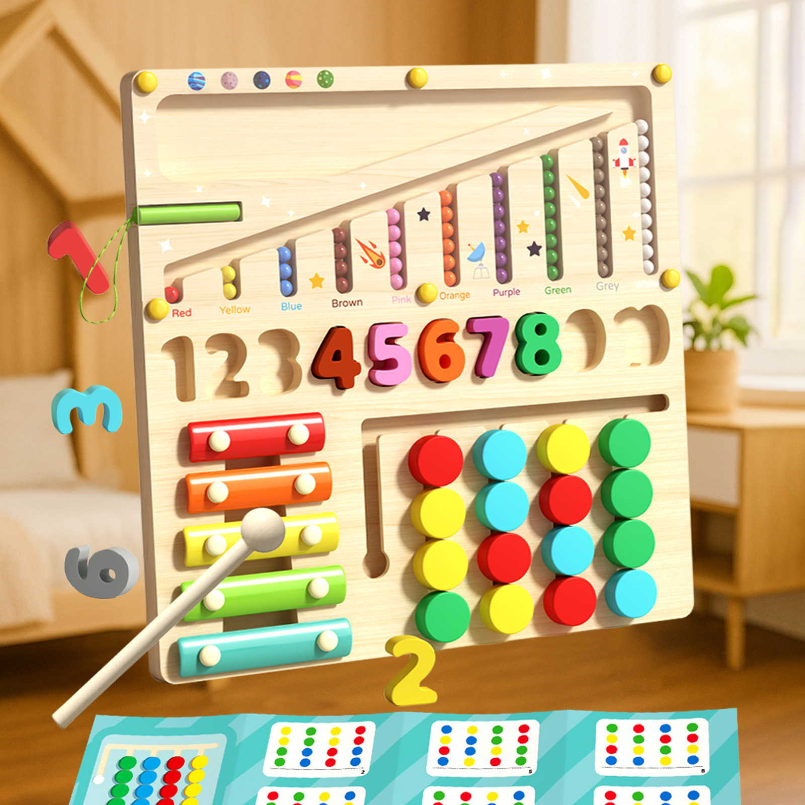 Young Children's Wooden Four-In-One Multi-Function Board Magnetic Pen Movement Game Logical Thinking Training Educational Toy