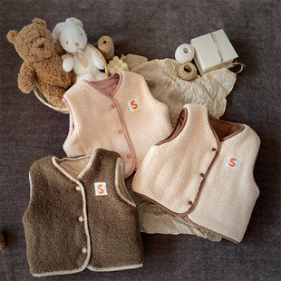 Korean style children's clothing children's vest winter Japanese style boys and girls loose trendy children's cotton vest baby waistcoat outer wear fashion