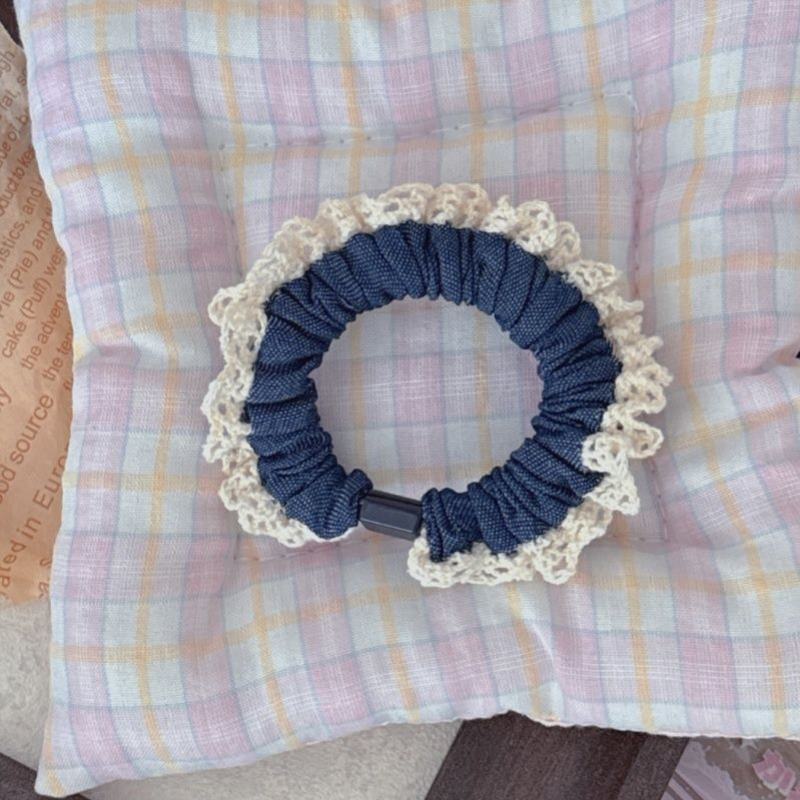 짙은 네이비 플로럴 프린트 헤어 밴드