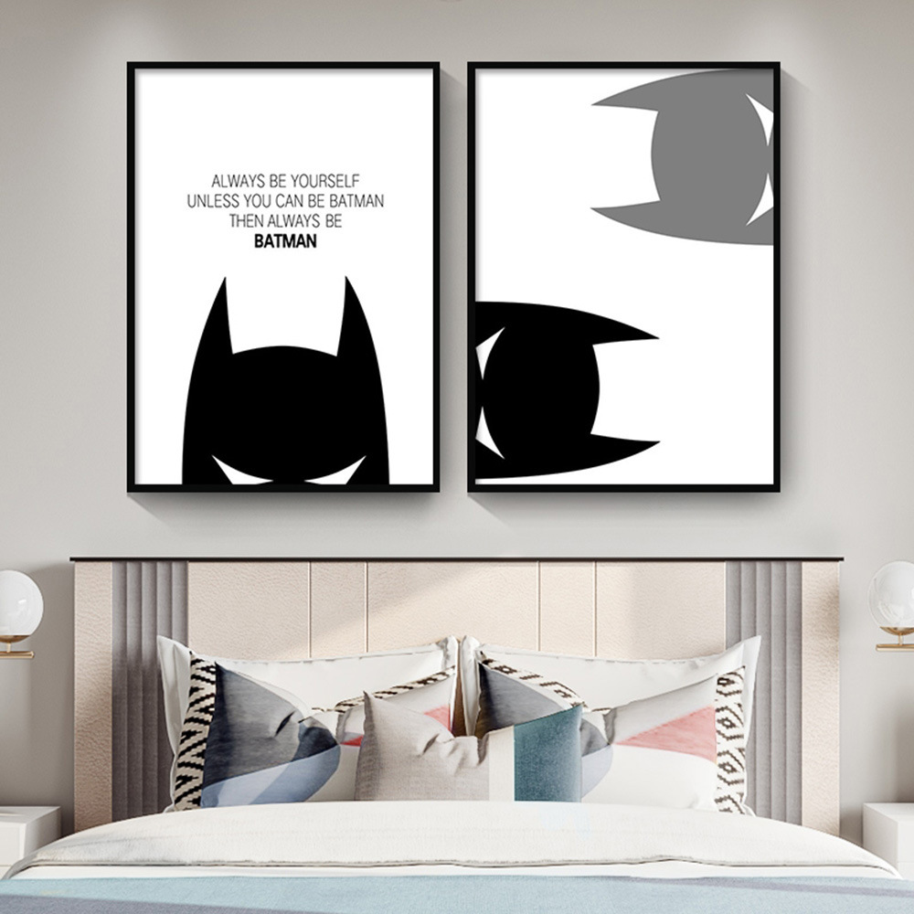 Black and White Hero Modern Wall Art Canvas Printed Painting Poster Poster Living Room Home Decoration Wall -free Frameless Painting 3