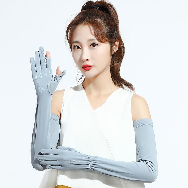 Guantes de protección solar de verano para mujer Protección de brazo alargado Protección UV manga de hielo Seda de hielo delgada larga guantes de equitación al aire libre