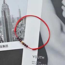 石榴石脚链女手工编织绳链条简约百搭高跟鞋闺蜜生日礼直播供货