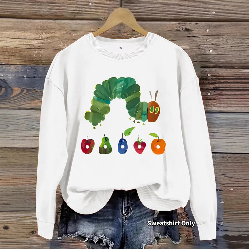 Loose Casual Women's Sweatshirt with "Caterpillar" Print, New Foreign Trade Women's Round Neck Sweatshirt, Sports Sweatshirt Loose Casual Women's Sweatshirt with "Caterpillar" Print, New Foreign Trade Women's Round Neck Sweatshirt, Sports Sweatshirt