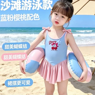 儿童泳衣女孩连体中大童泳裤女童游泳衣公主裙式小孩女宝宝泳装
