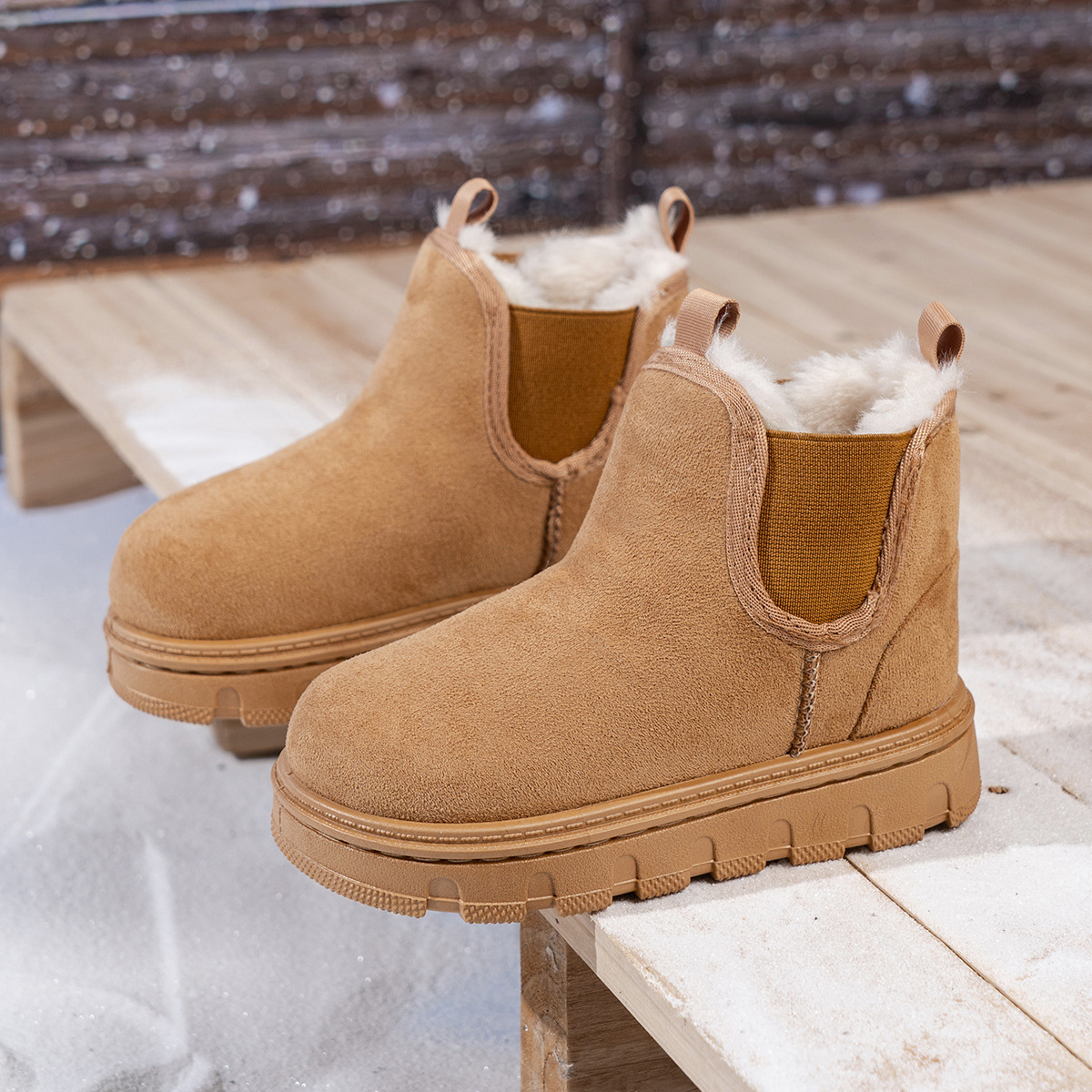 Qızlar üçün qışlıq fleece astarlı çəkmə