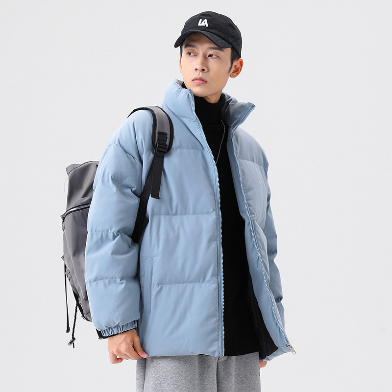 Abrigo de algodón acolchado para hombre Otoño e Invierno japonés de moda collar de pie abrigo de pan de color sólido Abrigo acolchado de algodón