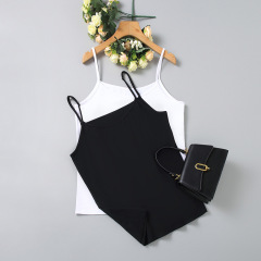 2024 summer new style large size vest suspender fat girl 200 pounds belly-covering loose slimming versatile cotton bottoming shirt
