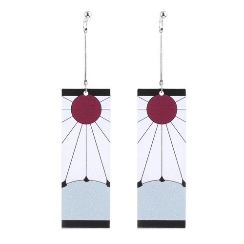 Demon Slayer: Kimetsu no Yaiba earrings, Tanjiro Kamado's same style sun ear clip, ear hook butterfly ninja acrylic double-sided earrings