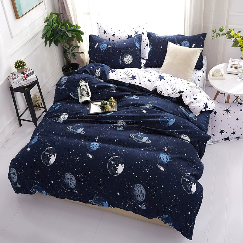 Комплект пододеяльника, принты Night sky/Abbasad/Planet war, размеры 135×200–230×265 см, 3/4 предмета