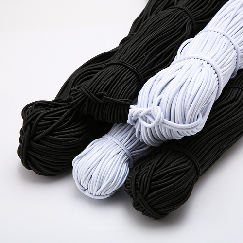 Manufacturer round elastic band high elasticity durable rubber band black white multi-core latex silk elastic rope