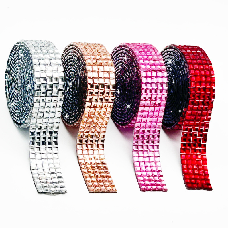 Pegatinas decorativas de diamantes de imitación Adhesivo de fusión en caliente Pegamento trasero de diamantes de perforación en caliente Cinta de diamantes de imitación autoadhesiva Pegatinas de diamantes de bricolaje creativas Accesorios de joyería Tela de diamantes de imitación
