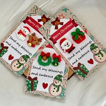 跨境双面圣诞节贺卡 可爱圣诞树脂拥抱留言卡许愿卡片 平安夜礼物