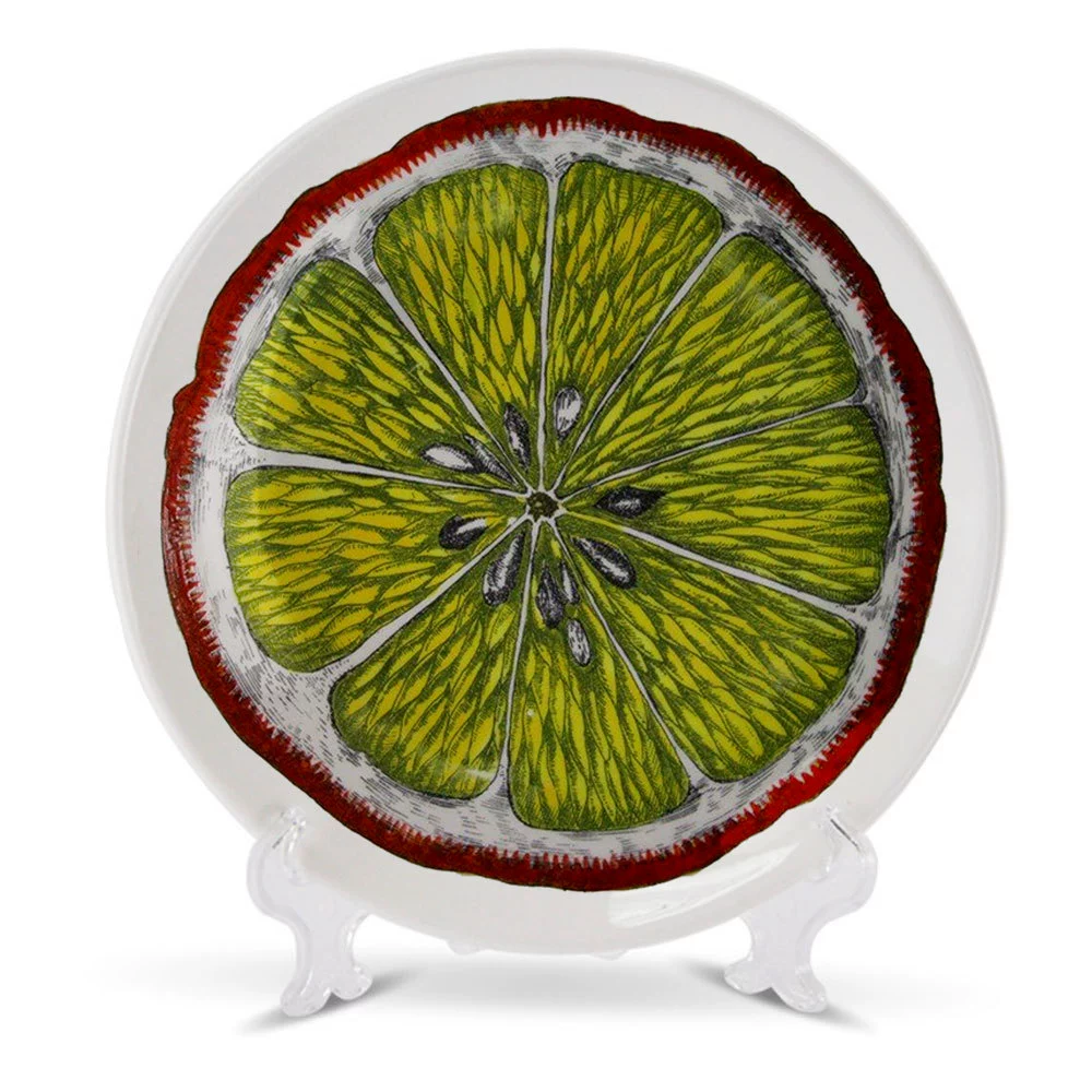 Italian FORNASETTIAN hand -painted fruit vegetarian decoration plate light luxury ceramic round flat plate home decoration