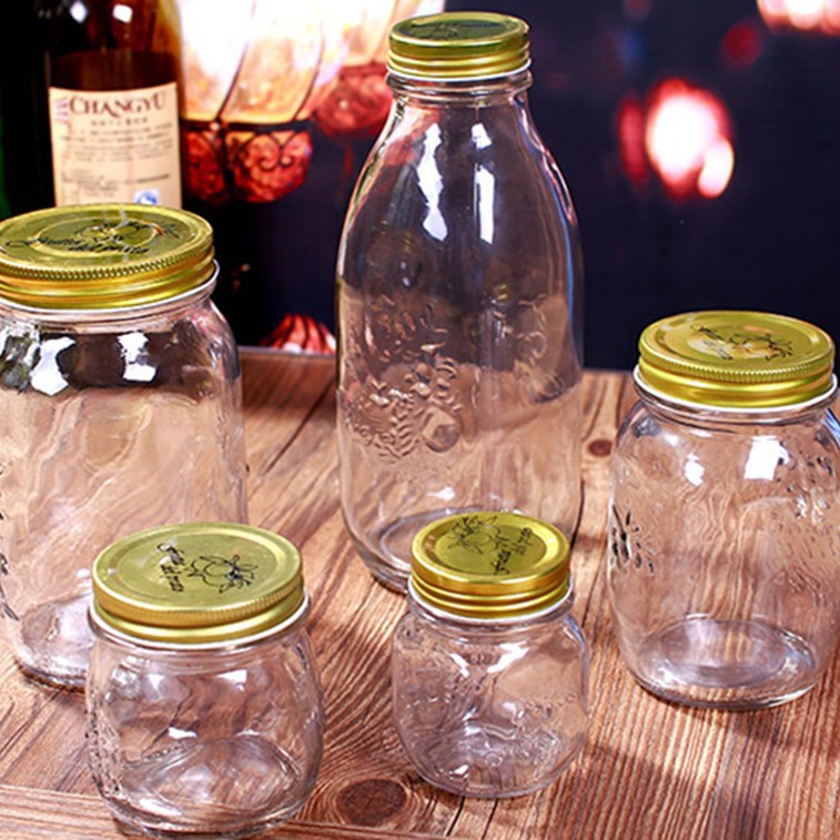 复古雕花玻璃密封罐透明色家用厨房杂粮咖啡豆茶叶分装收纳储存罐