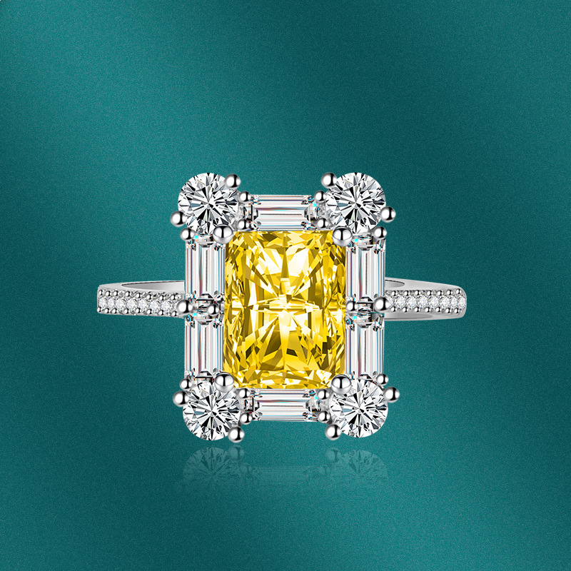 Fashion Rectangle Copper Plating Zircon Open Ring 1 Piece