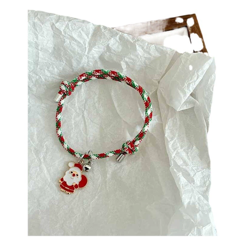 Рождественский браслет мультфильм креативная пара подруга колокольчик браслет женский всасывающий браслет Регулируемая Ручная Веревка подарок