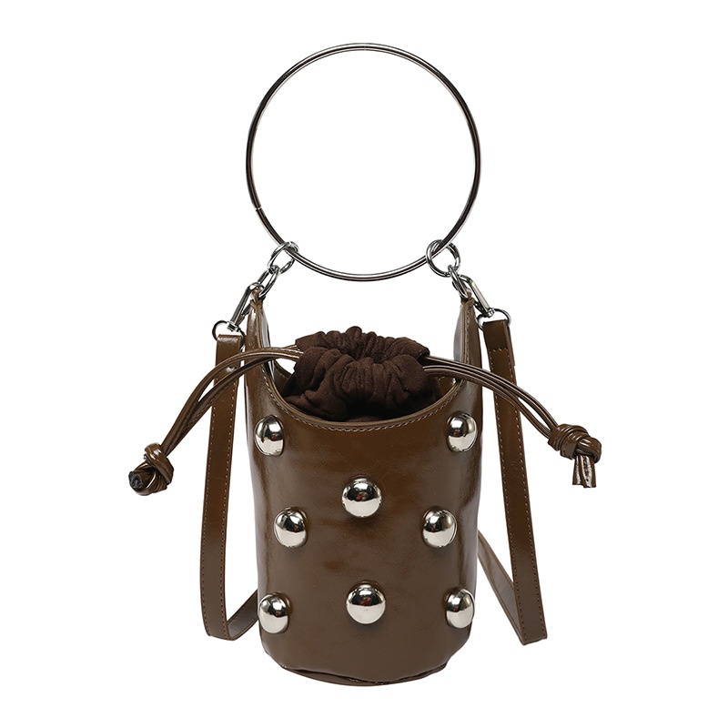 Bolso de cubo de textura transfronteriza 2025 verano nuevo estilo bolso de hombro de sentido avanzado bolso de mensajero con cuentas personalizado mujer