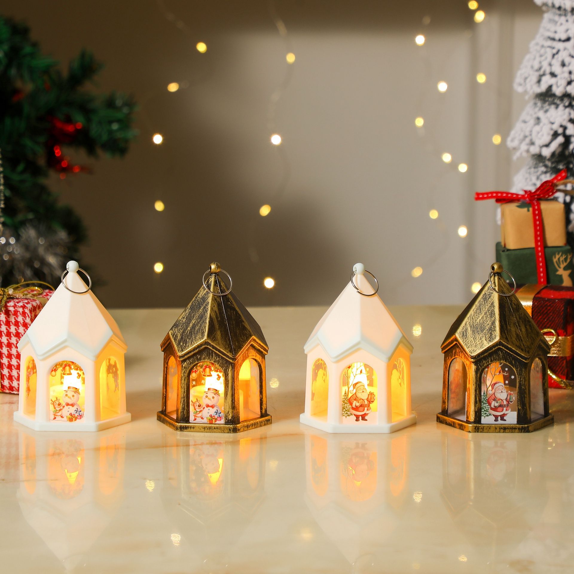 新圣诞节装饰品 复古小夜灯 儿童发光礼物圣诞树挂件桌面布置摆件