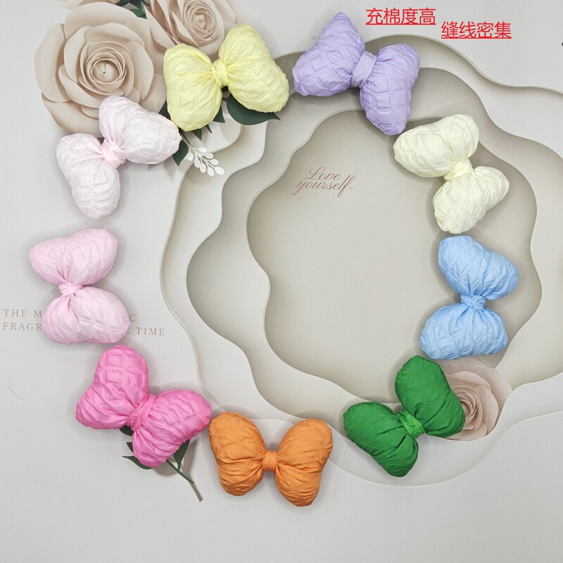 Three-dimensional bow waffle filling color clothing cute polyester cloth handmade hat hair accessories headdress accessories