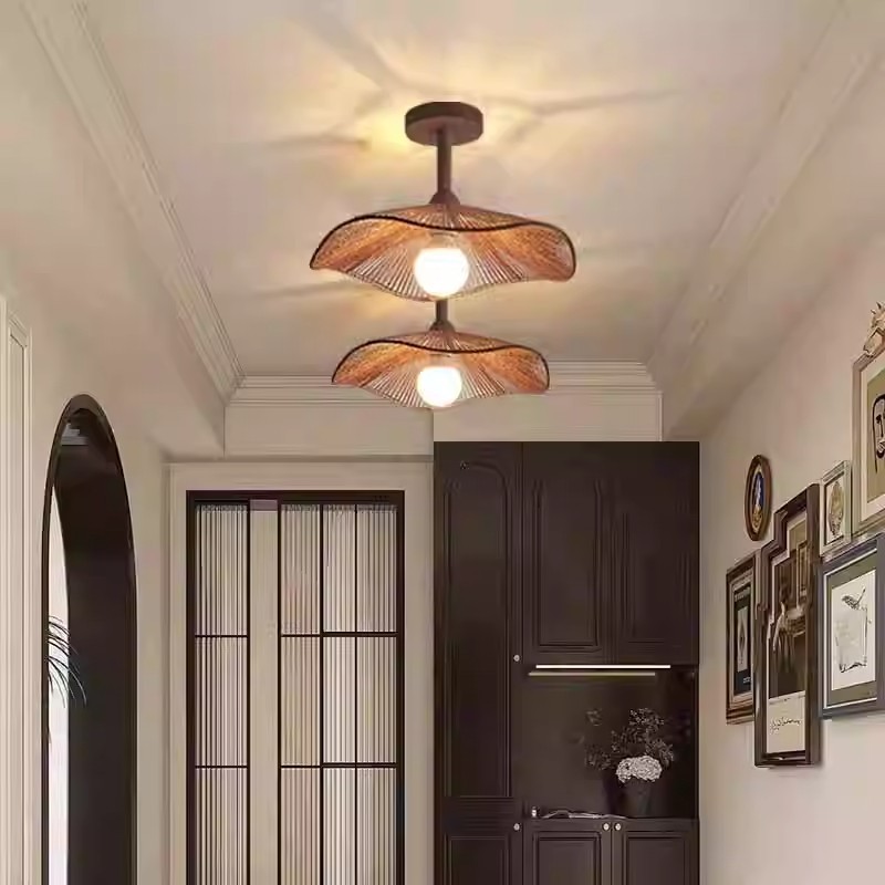 Lámpara de pasillo de viento silencioso retro japonesa puerta de entrada balcón escalera dormitorio comedor lámparas