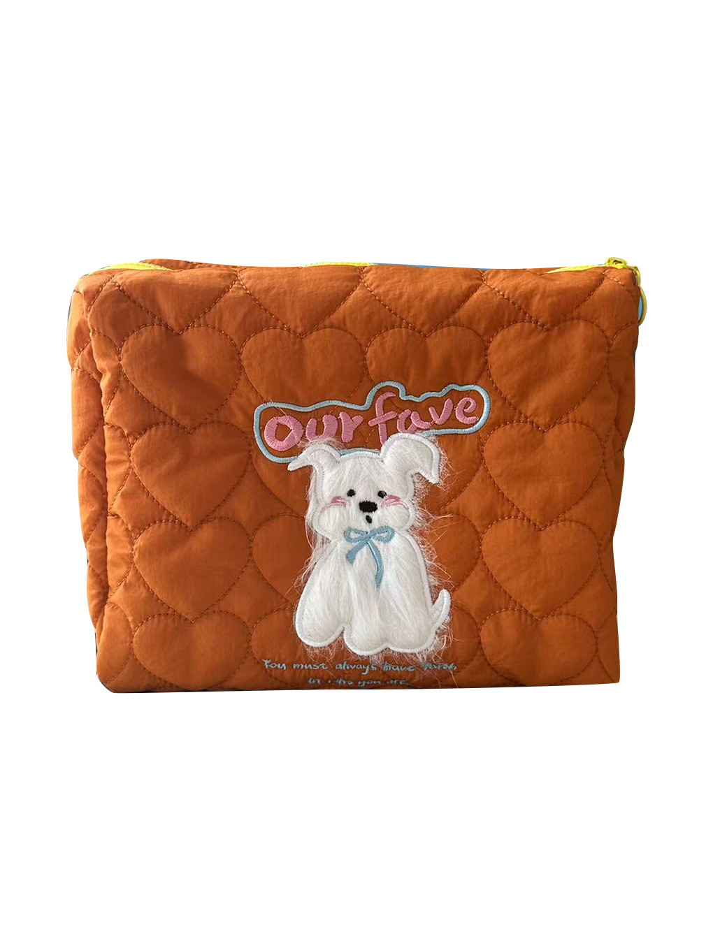 Bolsa de almacenamiento portátil de peluche para perros bordados lindos dulces amor bolsas de maquillaje de acolchetes portátiles de gran capacidad