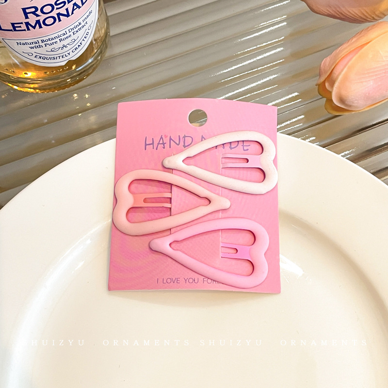 Clip de cabello coreano para adolescentes frente feminina broche clip de cabello rosa pequeño clip lateral dulce lindo tocado de cabello