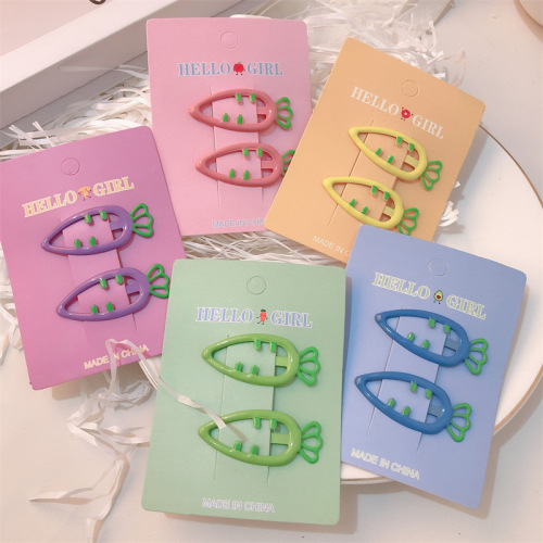 Hair clips for girls with cartoon dopamine, cute carrot-shaped, suitable for children, bangs with frizzy hair clips, hair accessories that do not damage hair