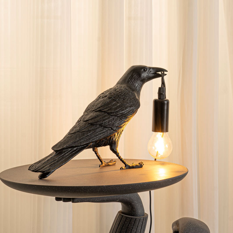 Bedroom bedside night light personalized creative animal shape Black Crow wall lamp cross-border hot lucky bird table lamp