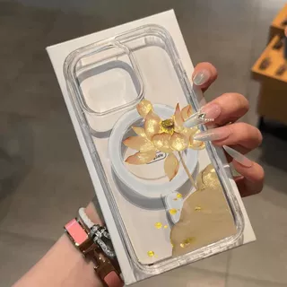 高级金莲花适用于苹果17PROMAX手机壳iPhone16网红15磁吸13硬壳12