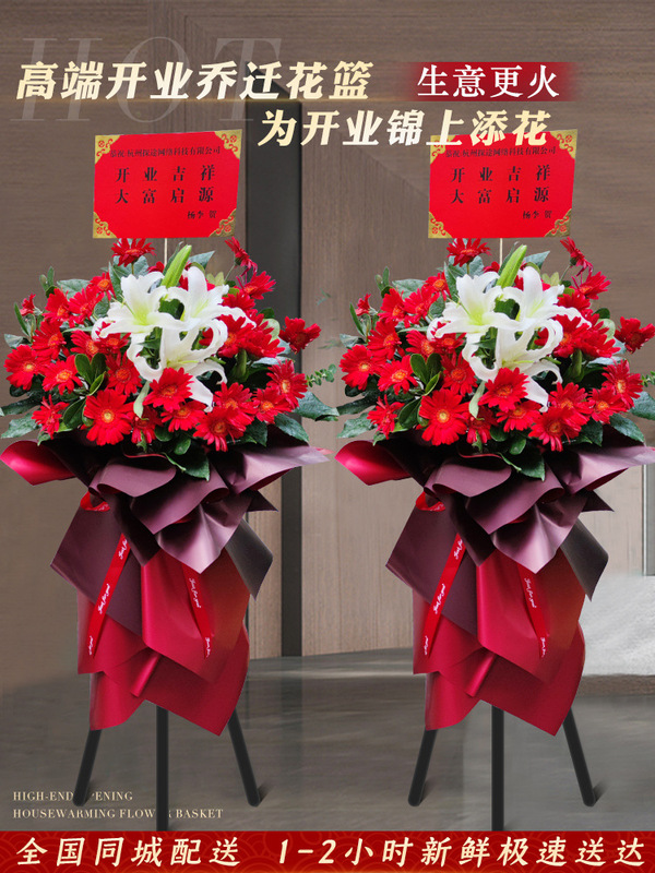 Popular Opening Flower Baskets, a Pair of Large Baskets for Business Openings and Housewarming, Flower Delivery in Shanghai, Beijing, Chengdu, and Nationwide Same-City Flower Shops