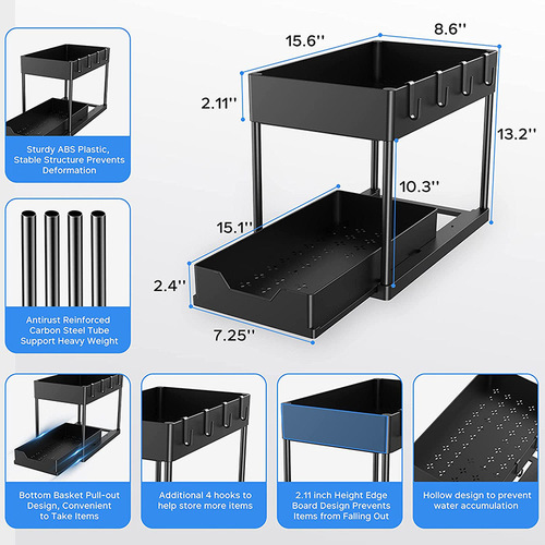 Amazon pull-out double-layer storage rack kitchen sink disassembly storage countertop spice rack spice storage rack