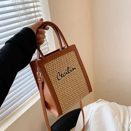 This year's popular bags for women summer  new fashion ins niche straw handheld small square bag single shoulder crossbody bag