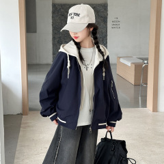 女童假两件外套春秋2025新款儿童洋气时髦夹克秋季女大童秋装上衣